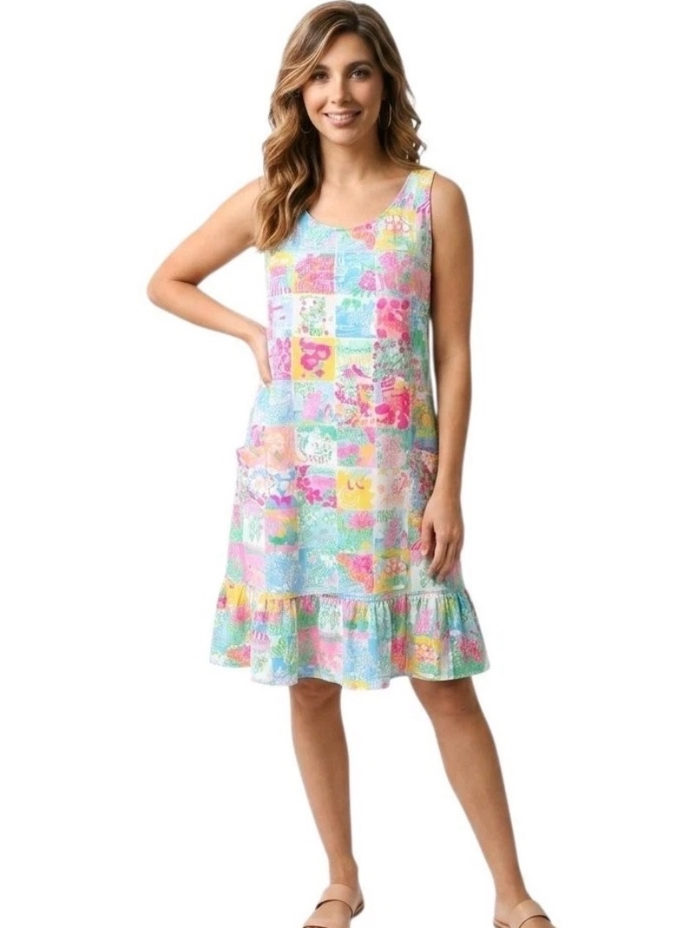 Lilly Pulitzer Kristen Flounce Pop up State of Mind Sundress Pima Cotton- M